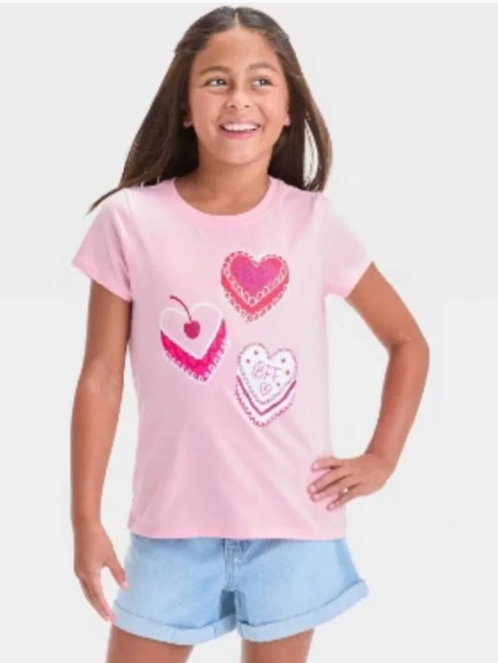 Cat & Jack Girls Sz‎ XS 4-5 T-Shirt Light Pink Sweet Treats Graphic Short Sleeve
